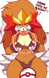 Rule 34 | 1girl, animated, animated gif, artist name, big hair, black bra, black panties, blush, bra, breast hold, breasts, breasts squeezed together, brown hair, cleavage, cleft of venus, collarbone, creatures (company), diives, english text, entei, fang, female focus, furry, furry female, game freak, gameplay mechanics, gen 2 pokemon, half-closed eyes, hands on own chest, hands up, heart, large breasts, legendary pokemon, legs apart, looking at viewer, looking down, navel, nintendo, open mouth, panties, personification, poke ball, pokemon, pokemon (creature), pokemon go, pokemon gsc, signature, simple background, solo, spoken heart, standing, tail, teeth, text focus, underwear, white background, yellow eyes