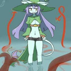 Rule 34 | cat, furry, grin, long hair, purple hair, smile, the amboina, witch, yellow eyes
