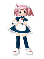 Rule 34 | animated, animated gif, blush, filn, flat chest, hairband, lowres, maid, oppai oppai, pink eyes, pink hair, shoes, short hair, skirt, sneakers, solo, thighhighs, twintails