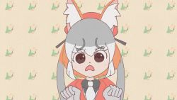 Rule 34 | &gt; &lt;, animal ears, animated, hat, incoming attack, incoming punch, island fox (kemono friends), kemono friends, kemono friends v project, long hair, video, necktie, punching, shirt, shoes, silver hair, skirt, sound, tail, tsukuurufuru, twintails, virtual youtuber