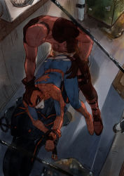 Rule 34 | 2boys, anal, ass, bara, blush, clothed sex, deadpool, deadpool (series), hand on head, male focus, male penetrated, marvel, multiple boys, muscular, outdoors, public indecency, sex, somilk, spider-man, torn clothes, undressing, wince, yaoi
