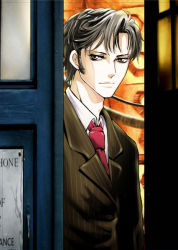 Rule 34 | 1boy, animification, bishounen, brown eyes, brown hair, doctor who, formal, jacket, male focus, necktie, raye (raichis), solo, tenth doctor, the doctor