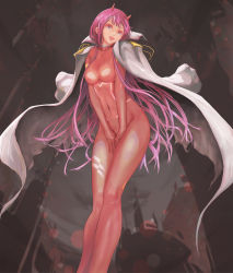 Rule 34 | 10s, 1girl, :p, bodysuit, breasts, darling in the franxx, from below, highres, horns, jacket, leaning forward, looking at viewer, medium breasts, open clothes, open jacket, pandarou, pilot suit, pink hair, red bodysuit, skin tight, solo, standing, tongue, tongue out, zero two (darling in the franxx)