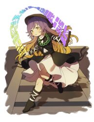 Rule 34 | 1girl, ajirogasa, bead necklace, beads, black footwear, boots, brown eyes, cross-laced clothes, dress, full body, hat, highres, hijiri byakuren, holding, holding scroll, jewelry, long hair, long sleeves, necklace, open mouth, purple hair, scroll, solo, sorcerer&#039;s sutra scroll, sweetpotatojelly, touhou, white dress