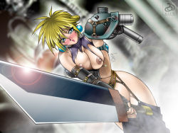 Rule 34 | 1990s (style), 1girl, :o, armlet, armor, blonde hair, blue eyes, blush, bottomless, breast hold, breasts, cloud strife, dutch angle, earrings, elbow gloves, embarrassed, final fantasy, final fantasy vii, fingerless gloves, garter belt, gender request, genderswap, gloves, groin, huge weapon, jewelry, kat&#039;s, large breasts, lens flare, lipstick, makeup, nipples, no bra, no panties, retro artstyle, shirt, short hair, signature, sleeveless, sleeveless shirt, solo, spiked hair, standing, strap, sword, thigh gap, thighhighs, thighs, torn clothes, weapon