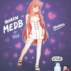 Rule 34 | 1girl, english text, fate/grand order, fate (series), medb (fate), pink hair, sandals, speech bubble, srgrafo, yellow eyes
