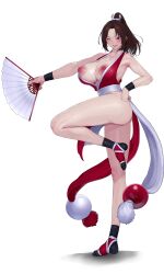 Rule 34 | 1girl, absurdres, breasts, fatal fury, highres, large breasts, long hair, nipples, ponytail, shiranui mai, solo