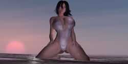 Rule 34 | 3d, beach, bikini, breasts, dlsite.com, highres, huge breasts, mifuyu (umemaro), original, swimsuit, umemaro, wallpaper, wet