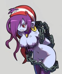 Rule 34 | 1girl, angry, bandana, blue skin, breasts, colored skin, purple hair, pussy, red eyes, risky boots, shantae (series), shantae and the pirate&#039;s curse, third-party edit, uncensored, wayforward