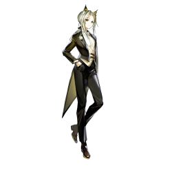 Rule 34 | 1girl, animal ear fluff, animal ears, arknights, black jacket, black legwear, bow, bowtie, brown footwear, buttons, cat ears, closed mouth, flower, flower ornament, formal, full body, game cg, green eyes, green hair, hand in pocket, jacket, kal&#039;tsit (arknights), long hair, long sleeves, looking at viewer, lowlight kirilenko, multicolored hair, official alternate costume, official art, ponytail, shirt, solo, standing, suit, transparent background, tuxedo, two-tone hair, watch, white hair, white shirt, wristwatch