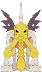 Rule 34 | absurdres, digimon, digimon (creature), highres, mammon (digimon), red eyes, skeleton, skull, solo, transparent background, tusks