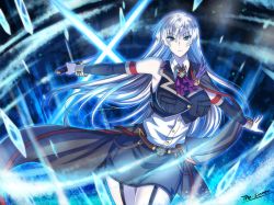 Rule 34 | blue eyes, breasts, sword, the-sinnerz, weapon, white hair