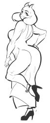 Rule 34 | 1girl, absurdres, ass, breasts, dress, furry, goat girl, high heels, highres, horns, mature female, thick thighs, thighs, toriel, undertale