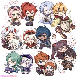 Rule 34 | 6+boys, 6+girls, :d, ahoge, animal, animal ears, animal hood, arataki itto, backpack, bag, bag charm, baizhu (genshin impact), bangs pinned back, blonde hair, blue eyes, blue hair, blunt bangs, boo tao (genshin impact), brothers, brown headwear, cabbie hat, cat ears, cat girl, cat tail, charm (object), chibi, child, closed eyes, closed mouth, clover print, coin hair ornament, commentary, cushion, dark-skinned male, dark skin, diluc (genshin impact), diona (genshin impact), dodoco (genshin impact), dress, english commentary, eyepatch, fake horns, flying sweatdrops, forehead, genshin impact, ghost, glasses, gloves, gradient hair, green hair, grey hair, hair between eyes, hair ornament, halo, hat, headband, holding, holding hands, hood, hood up, horned headwear, horns, hu tao (genshin impact), jacket, japanese clothes, jumpy dumpty, kaeya (genshin impact), kamisato ayato, klee (genshin impact), long hair, long sleeves, low ponytail, low twintails, mask, mask on head, mole, mole under mouth, multicolored hair, multiple boys, multiple girls, ofuda, one eye closed, open mouth, orange hair, paimon (genshin impact), pants, pink hair, pointy ears, ponytail, purple hair, qiqi (genshin impact), randoseru, red-framed eyewear, red eyes, red hair, red headwear, ruin guard (genshin impact), sayu (genshin impact), short hair, short sleeves, siblings, sidelocks, simple background, sitting, smile, snake, standing, stuffed toy, sumipic, sweat, sweatdrop, tail, tartaglia (genshin impact), teucer (genshin impact), thoma (genshin impact), twintails, twitter username, vision (genshin impact), white hair, wide sleeves, zhongli (genshin impact), zzz
