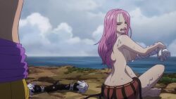 Rule 34 | animated, backboob, breasts, convenient arm, convenient censoring, highres, jewelry bonney, large breasts, long hair, one piece, pink hair, purple eyes, tagme, topless, video
