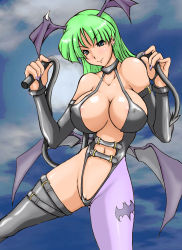 Rule 34 | 1girl, breasts, capcom, highres, large breasts, morrigan aensland, rai on (abc3639), solo, vampire (game), whip