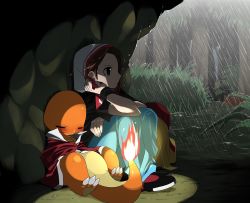 Rule 34 | 00s, 1990s (style), 1boy, :&lt;, agemono, bad id, bad pixiv id, bag, bellsprout, black shirt, blouse, blush, borrowed clothes, brown eyes, brown hair, cave, charmander, closed eyes, clothed pokemon, creatures (company), dark, fang, fang out, flame-tipped tail, forest, frown, full body, game freak, gen 1 pokemon, gloom (pokemon), grass, hat, jacket, male focus, nature, nintendo, parasect, pokemon, pokemon (creature), pokemon frlg, pokemon rgby, rain, red (pokemon), red (pokemon frlg), red hat, retro artstyle, shirt, short hair, sitting, sleeping, unworn bag, unworn hat, unworn headwear, when you see it, white hat, wristband
