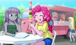 Rule 34 | 5girls, derpy hooves, fawn doo, food, ice, ice cream, marcie pan, maud pie, motor vehicle, multiple girls, my little pony, my little pony: equestria girls, my little pony: friendship is magic, personification, pinkie pie, tagme, uotapo, van