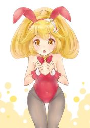 Rule 34 | 10s, 1girl, :o, animal ears, bad id, bad pixiv id, blonde hair, bow, bowtie, covered navel, cure peace, fake animal ears, hair flaps, kise yayoi, leotard, long hair, looking at viewer, magical girl, open mouth, pantyhose, playboy bunny, precure, rabbit ears, red leotard, smile precure!, solo, takeashiro, tears, thigh gap, wrist cuffs, yellow eyes