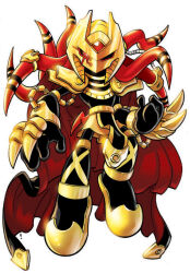Rule 34 | 1boy, animal ears, archie comics, armor, cape, commentary, corruption, dark persona, enerjak (sonic), english commentary, full body, furry, furry male, gloves, gold armor, gold trim, knuckles the echidna, male focus, mask, possessed, possession, red eyes, red fur, sega, shoes, shorts under shorts, simple background, solo, sonic (series), sonic the hedgehog (archie comics), spiked gloves, spiked knuckles, tail, tracy yardley, white background