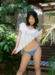 Rule 34 | bikini, blouse, breasts, cleavage, clothes lift, photo (medium), sato hiroko, shirt, shirt lift, swimsuit, ysweb vol 163