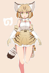 Rule 34 | 10s, 1girl, :o, animal ears, arms at sides, bad id, bad pixiv id, bare shoulders, blonde hair, blush, body blush, bow, bowtie, cat ears, cat girl, cat tail, collarbone, cross-laced clothes, dot nose, elbow gloves, frilled skirt, frills, gloves, hatching (texture), japari symbol, kemono friends, kohiyama sen, leg lift, leg up, looking at viewer, multicolored hair, open mouth, outline, pink background, sand cat (kemono friends), sanpaku, shirt, simple background, skirt, sleeveless, sleeveless shirt, socks, solo, streaked hair, striped tail, tail, thigh gap, thighhighs, white footwear, white outline, white shirt, yellow eyes