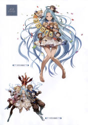Rule 34 | 10s, 3boys, 5girls, absurdres, armor, belt, blonde hair, blue eyes, blue hair, boots, brown eyes, brown hair, chibi, closed eyes, confetti, djeeta (granblue fantasy), dress, eugene (granblue fantasy), eyepatch, facial hair, frills, full body, gauntlets, gradient hair, gran (granblue fantasy), granblue fantasy, hairband, highres, io (granblue fantasy), katalina (granblue fantasy), knee boots, long hair, looking at viewer, lyria (granblue fantasy), minaba hideo, multicolored hair, multiple boys, multiple girls, non-web source, official art, one eye closed, pants, pink dress, rackam (granblue fantasy), rosetta (granblue fantasy), scan, simple background, smile, standing, sword, thigh boots, thighhighs, very long hair, vyrn (granblue fantasy), weapon, zettai ryouiki