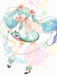 Rule 34 | 1girl, absurdly long hair, agonasubi, aqua eyes, aqua flower, aqua hair, aqua ribbon, black skirt, black sleeves, blue flower, blue hair, bug, butterfly, butterfly background, cable, cape, colorful, commentary, detached sleeves, flower, full body, gradient hair, green flower, hair flower, hair ornament, hairclip, hatsune miku, high heels, highres, insect, jewelry, layered sleeves, leaning forward, long hair, looking at viewer, magical mirai (vocaloid), magical mirai miku, magical mirai miku (2021), medallion, microphone, miniskirt, multicolored hair, neck ribbon, open mouth, pendant, pleated skirt, purple flower, rainbow, red flower, ribbon, shirt, skirt, sleeveless, sleeveless shirt, smile, solo, twintails, very long hair, vocaloid, white background, white flower, white shirt, white sleeves, yellow flower