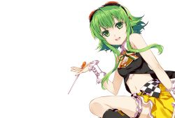 Rule 34 | 1girl, exit tunes, fujima takuya, glasses, green eyes, green hair, gumi, highres, instrument, short hair, vocaloid, white background
