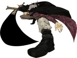 Rule 34 | 1boy, black footwear, black hair, boots, chinstrap, dracule mihawk, fighting stance, full body, hat, jewelry, knife, kogatana, lining, lowres, male focus, messer (weapon), necklace, one piece, open clothes, open shirt, pants, popped collar, shirt, shoes, solo, sword, transparent background, weapon, white pants, yoru (one piece)
