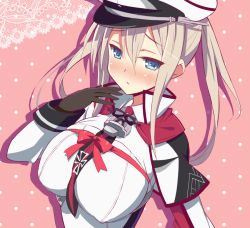 Rule 34 | 10s, 1girl, 9law, bad id, bad pixiv id, blue eyes, breasts, capelet, gloves, graf zeppelin (kancolle), hat, kantai collection, large breasts, long hair, military, military uniform, necktie, peaked cap, silver hair, solo, twintails, uniform