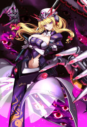 Rule 34 | 1girl, absurdres, alternate costume, arm under breasts, blonde hair, bow, breasts, bright pupils, character name, cleavage, closed mouth, disembodied hand, dress, exhaust, eyelashes, eyes visible through hair, flame print, floating, floating hair, gap (touhou), glowing, glowing eye, gundam, hair between eyes, hair bow, hat, hat ribbon, head tilt, headgear, highres, holding, holding umbrella, joints, large breasts, light particles, long hair, looking at viewer, mecha musume, mob cap, mobile suit gundam, navel, pink lips, purple theme, raptor7, red bow, red eyes, red ribbon, ribbon, ribbon trim, robot joints, shiny skin, sidelocks, smile, solo, too many eyes, touhou, trigram, umbrella, white dress, white hat, white pupils, yakumo yukari, yin yang, yin yang print, zeong