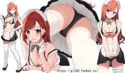 Rule 34 | 1girl, ahoge, apron, arisugawa natsuha, ass, bare arms, bare shoulders, bikini, black footwear, black panties, black skirt, breasts, brown eyes, cleavage, clothes lift, crotch seam, detached collar, frilled bikini, frills, gin00, hair ornament, hand on own hip, high heels, highres, idolmaster, idolmaster shiny colors, large breasts, leaning forward, long hair, looking at viewer, maid, maid apron, maid bikini, maid headdress, miniskirt, multiple views, navel, neck ribbon, one eye closed, open mouth, orange hair, panties, pantyshot, pleated skirt, ribbon, simple background, skirt, skirt lift, smile, standing, stomach, swimsuit, thighhighs, thighs, unconventional maid, underwear, v-shaped eyebrows, waist apron, white background, white thighhighs, zettai ryouiki