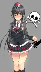 Rule 34 | 1boy, clothes lift, coin rand, earrings, highres, jewelry, male focus, miniskirt, multiple earrings, original, skirt, skirt lift, skull and crossbones, solo, thigh gap, trap