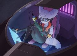 Rule 34 | 1girl, alien, animal ears, boots, furry, furry female, goggles, highres, mechanical arms, prismaticdragee, ratchet &amp; clank, ratchet &amp; clank: rift apart, rivet (ratchet &amp; clank), single mechanical arm, solo, striped tail, tail