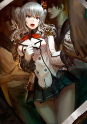 Rule 34 | 10s, 1girl, 4boys, alber, bad id, bad pixiv id, beret, blue eyes, blush, buttons, commentary request, epaulettes, frilled sleeves, frills, gloves, grabbing, hat, highres, holding another&#039;s wrist, imminent rape, kantai collection, kashima (kancolle), kerchief, long hair, long sleeves, military, military uniform, miniskirt, multiple boys, open mouth, pleated skirt, pussy juice, sailor, sailor collar, sidelocks, silver hair, skirt, solo focus, surrounded, tears, tsurime, twintails, uniform, wavy hair, white gloves