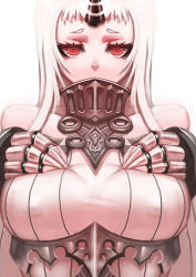 Rule 34 | 10s, 1girl, abyssal ship, bad id, bad pixiv id, breast suppress, breasts, claws, horns, kantai collection, large breasts, long hair, looking at viewer, pale skin, red eyes, seaport princess, see-through, single horn, solo, white hair, zakusi