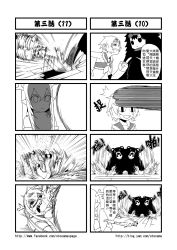 Rule 34 | 1boy, 3girls, 4koma, animal costume, bear costume, chinese text, comic, gender request, genderswap, greyscale, hand on another&#039;s head, head grab, highres, journey to the west, monochrome, multiple girls, otosama, spinning, sun wukong, tang sanzang, vomiting, yulong (journey to the west)