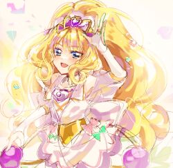 Rule 34 | 1girl, apron, blonde hair, blue eyes, blunt bangs, bridal gauntlets, choker, cure finale, delicious party precure, highres, kasai amane, kotoha, long hair, magical girl, open mouth, precure, sidelocks, sketch, smile, solo, tiara, very long hair, white choker, wide ponytail