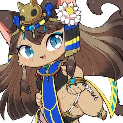 Rule 34 | bastet (cat busters), blue eyes, brown hair, cat, cat busters, enata rei, furry, long hair, open mouth