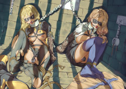 Rule 34 | 2girls, armbinder, ball gag, bdsm, blindfold, blonde hair, blue eyes, bondage, boots, bound, chain, chain leash, collar, cuffs, cum, cum on hair, dildo, dungeon, facial, facing viewer, feet, female focus, fire emblem, fire emblem: three houses, full body, gag, gorudazo, green eyes, harness, high heel boots, high heels, highres, indoors, ingrid brandl galatea, leash, mercedes von martritz, multiple girls, nintendo, nipple piercing, nipple rings, nipples, object insertion, pantyhose, piercing, restrained, rope, sex, sex toy, shoe soles, slave, soles, thighhighs, toes, torn clothes, torn legwear, vaginal, vaginal object insertion, wiffle gag