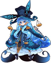 Rule 34 | &gt;:), 1girl, black footwear, blue dress, blue eyes, blue hair, blue hat, blush, boots, closed mouth, cross-laced footwear, dress, epaulettes, full body, hair between eyes, hat, lace-up boots, long hair, long sleeves, mori no kaeru, original, pointy ears, simple background, sleeves past wrists, smile, solo, very long hair, white background, wide sleeves