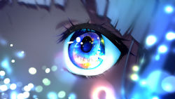 Rule 34 | 1girl, and uge, aqua hair, blanksensei, blue eyes, blunt bangs, close-up, commentary, english commentary, eyelashes, highres, nanashi inc., out of frame, solo, sparkle, v ap art, virtual youtuber