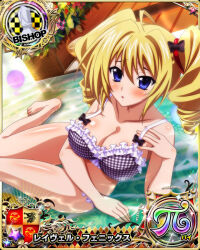 Rule 34 | 1girl, bikini, bishop (chess), blonde hair, blue eyes, breasts, card (medium), chess piece, cleavage, high school dxd, large breasts, official art, ravel phenex, solo, swimsuit