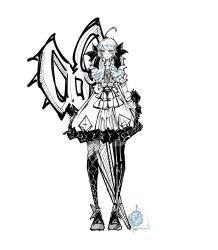 Rule 34 | 1girl, absurdres, ahoge, blush, bow, closed mouth, dress, drill hair, full body, gloves, greyscale, gwen (league of legends), hair bow, highres, jeong.syn, league of legends, light smile, looking at viewer, monochrome, oversized object, scissors, shoes, simple background, standing, thighhighs, twin drills, twintails, white background