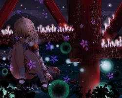 Rule 34 | 1girl, bad id, bad pixiv id, blonde hair, candle, crowbar, female focus, full body, highres, holding, holding crowbar, kumonji aruto, mary janes, mizuhashi parsee, nature, outdoors, pointy ears, shoes, short hair, sky, solo, touhou