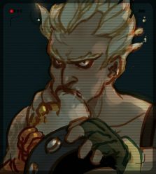 Rule 34 | 2boys, cum, eyebrows, fingerless gloves, gas mask, gloves, junkrat (overwatch), mask, mechanical arms, multiple boys, overwatch, overwatch 1, peg leg, roadhog (overwatch), short hair, single mechanical arm, spikes, tattoo, thick eyebrows, yaoi, yukiuy