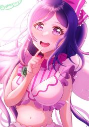 Rule 34 | 1girl, bare shoulders, birthday, blue hair, frills, long hair, looking at viewer, love live!, love live! sunshine!!, matsuura kanan, moriryuuuuu24, open mouth, purple eyes, simple background, smile, solo