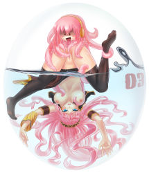 Rule 34 | 1girl, ahegao, asphyxiation, bestiality, blue eyes, blush, grabbing another&#039;s breast, breasts, drowning, egg, evil grin, evil smile, fucked silly, grabbing, grin, headphones, highres, in container, large breasts, legs, long hair, megurine luka, microphone, monster, monster girl, nipples, open clothes, open mouth, pink hair, smile, solo focus, spread legs, submerged, takoluka, tama (new island), tamachan (pixiv), tentacle sex, tentacles, thighhighs, uncensored, underwater, upside-down, vaginal, vocaloid, what, yuri