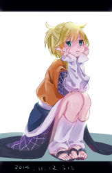 Rule 34 | 1girl, head rest, commentary request, dated, full body, highres, leg warmers, mizuhashi parsee, namauni, pout, sandals, solo, touhou